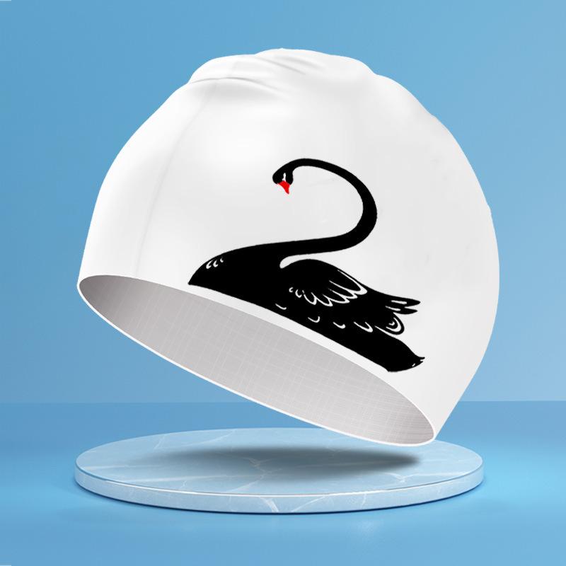 Neue Silikon-Badekappen in Übergröße für Erwachsene, wasserdicht, elastisch, langlebig, Schwimmbad-Schwanen-Tauchhut mit Ohrenschutz, zum Schutz für Damen und Herren