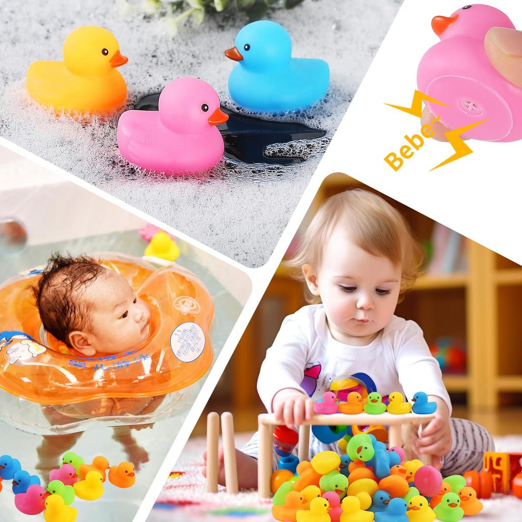 50/100/150Pcs Mini Rubber Duck  Multicolor Bath Ducks Bulk Float Duck Toy For Shower Birthday Party Favors Gift Classroom