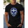 European Sizes Men's Short Sleeve T-Shirt with 2D Print Casual Round Neck - Elastic Fit, Breathable Fabric Suitable for Sports, Travel & Casual Attire