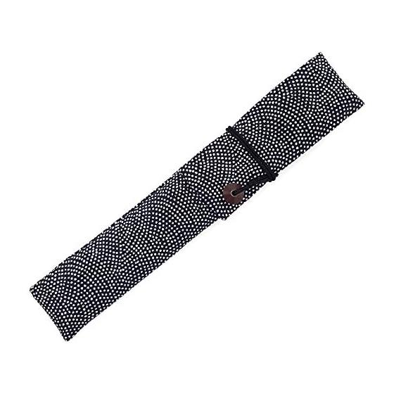 FUJITA Handmade Studio Sensu (Folding Fan) Pouch, Samehada Komon x Black - Also fits Chopsticks! Fan Case, Fan Bag, Chopstick Pouch, Chopstick Case,