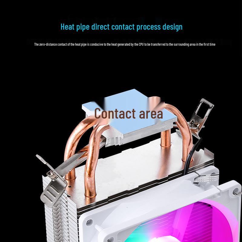Silent CPU Cooler with 2 Heatpipes, 9CM Fan, 4-Pin Temp Control for LGA1200 & 115x Platforms
