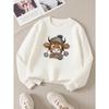 Kids Sweatshirt Crewneck Sweatshirt Cow Wearing Winter Hat And Scarf Machine Washable, Spring And Autumn, Sportswear And Casual Wear