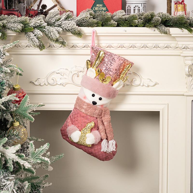 European Style Pink Sequin Christmas Stocking