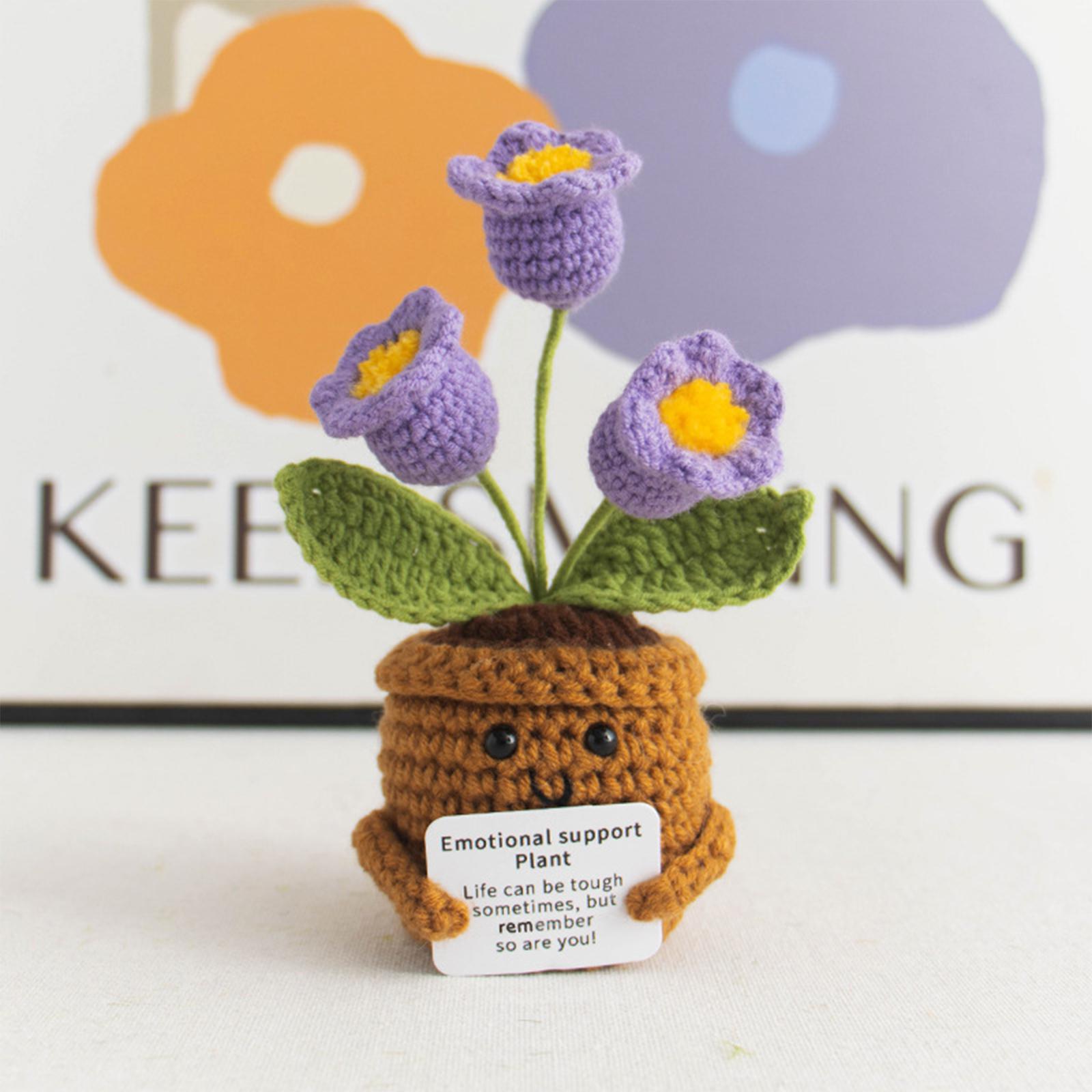 Homemade Crocheted Plant Pots Creative Knitted Pots Cute Positive Encouragement Pots One Size