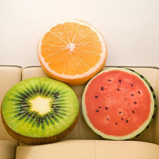 Soft Round Pillow Plush Cushion Orange Kiwi Watermelon Fruit Toys Seat Pad KTY