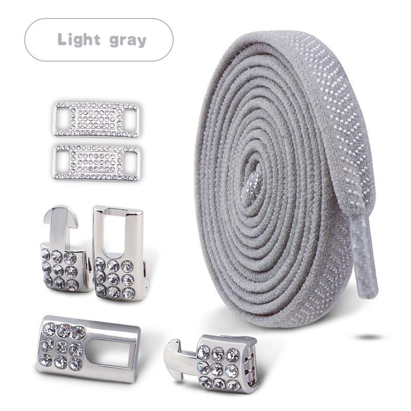 No Tie Shoe laces Elastic Laces Sneakers Tennis Silver Diamond buckle Shoelaces without ties Flat Shoelace for Shoes accessories