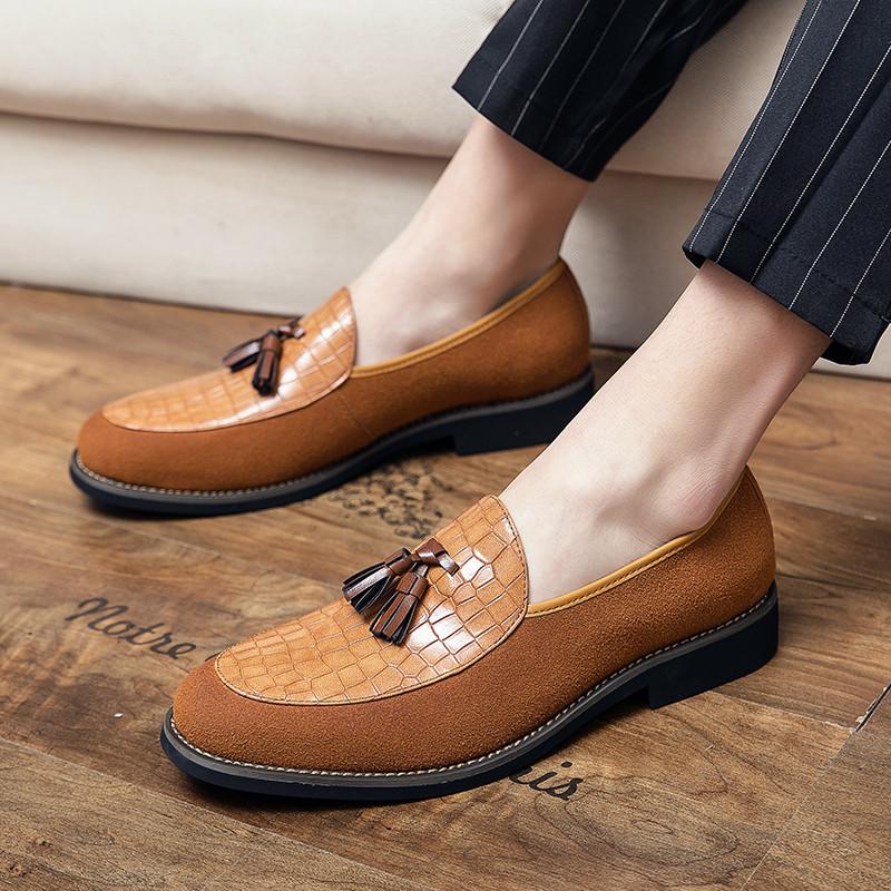 Vintage Brown Casual Oxfords Men's Leather Shoes Large Size 38-48 Designer Tassel Dress Shoes Men Italian Luxury Loafers Shoes
