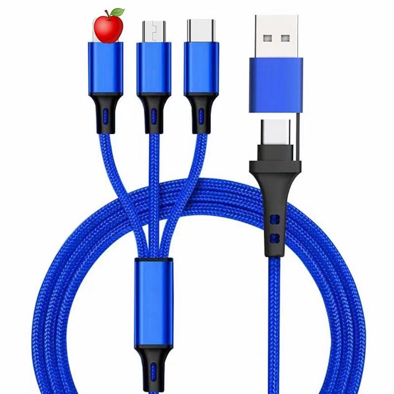 PD Two-Drag-Three Braided USB Type-C Multi-Function Car Charging Cable