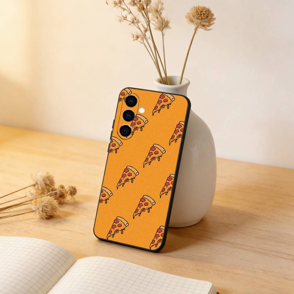 pizza Phone Case For Samsung Galaxy A73,A72,A71,A70,A53,A52,A51,Soft Silicone Black Cover