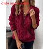 Einfarbiges Flauschiges Hoodie für Damen mit Taschen für legere Winterkleidung