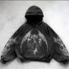 Unisex Dark Gothic Punk Graphic Print Pullover Hoodie Long Sleeve Loose Streetwear Sweatshirt For Men Women