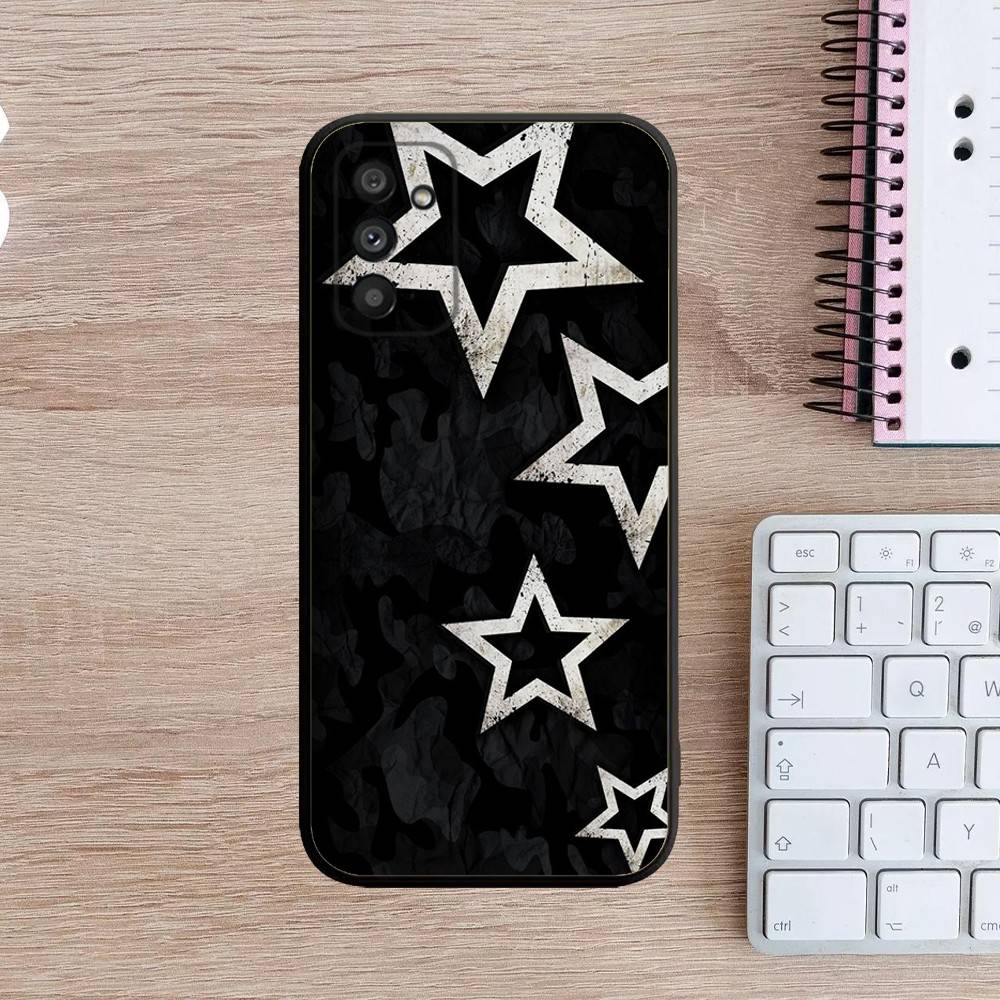Cute Korean Ins Y2k Star Phone Case For Samsung Galaxy A13,A21s,A22,A31,A32,A52,A53,A71,A80,A91 Soft Black Cover
