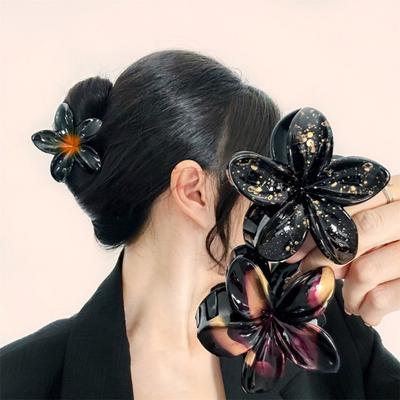 Flower Shape Hair Claw Anti-slip Teeth Decorative Hair Clip Gradient Color Flower Back Head Hair Claw Headwear