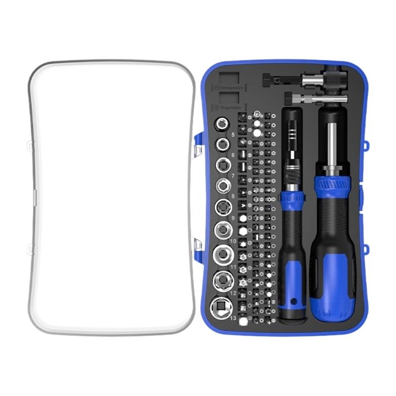 

180 Flexible Rotating Handle Ergonomic Nonslip Grip Ratcheting Screwdriver Kit Feature Alloy Gear System For Tight Space синий