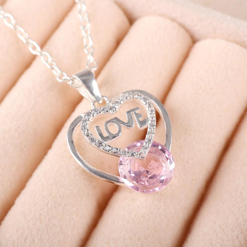 Morganite Gemstone 925 Sterling Silver Jewelry Zircon Pendant 1.10" For Bridal CZP-3-2