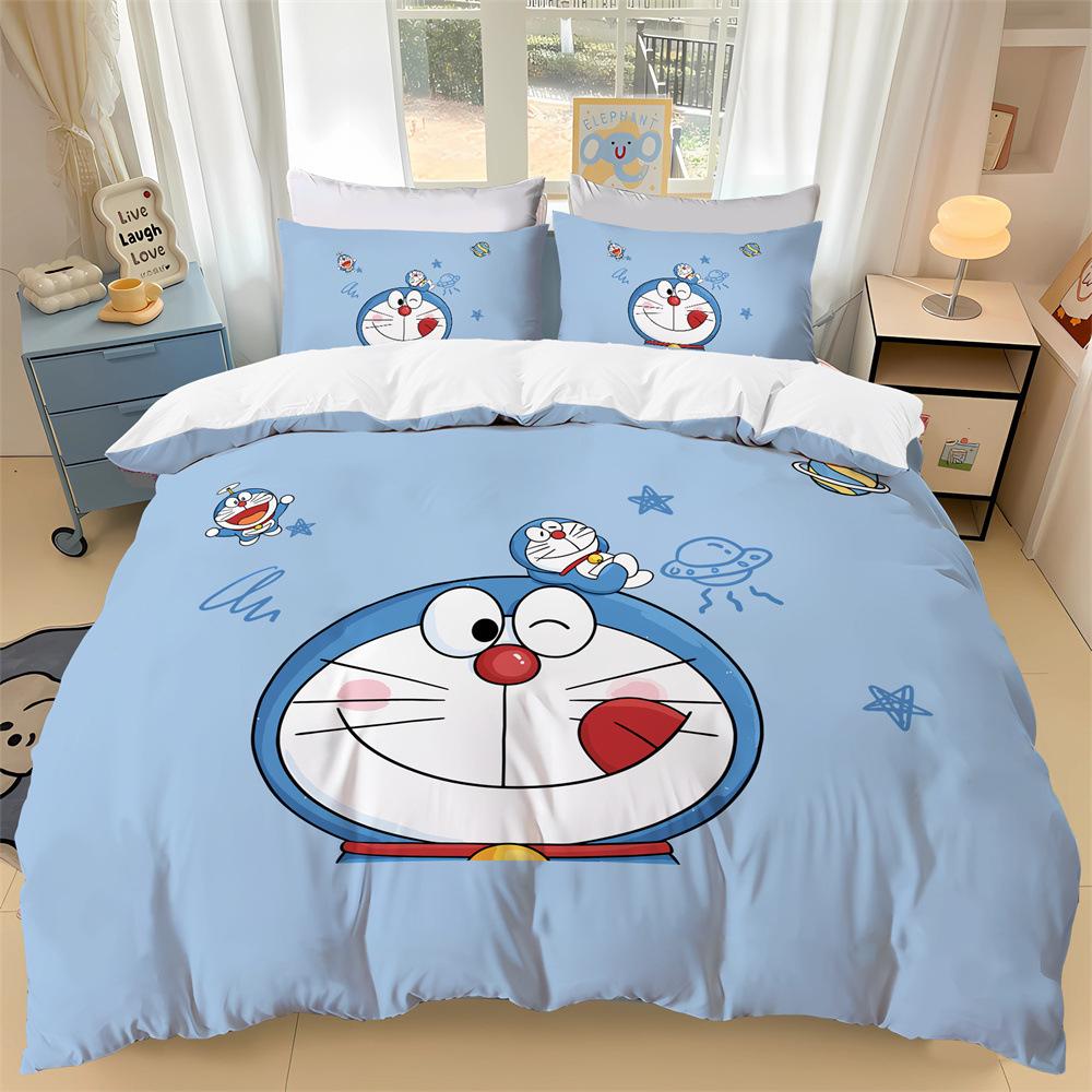Japanese Anime Dora-emon Quilt Duvet Pillowcase 3D Printed D-Doraemon Bedding Set Duvet Cover for Children and Girls Boys Teen