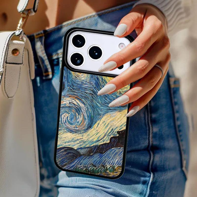 Paintings Starry Night Van Gogh Bumper Phone Case For iPhone 17 Air 14 15 13 12 Max Cover For Apple 16e 11 Pro Max Plus Coque