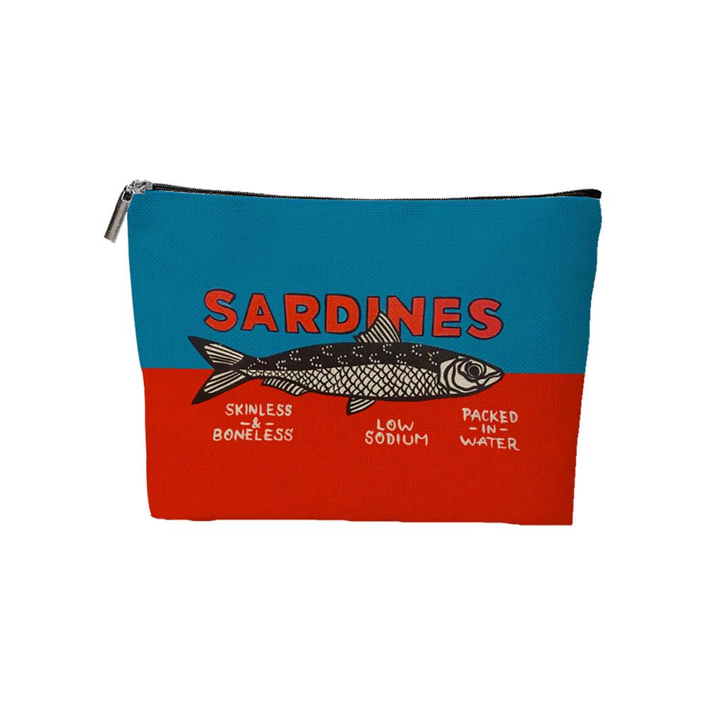 Vintage Sardinen Muster Kosmetiktasche mit Reißverschluss Leichter Reise-Kosmetik-Organizer für Frauen Langlebige Aufbewahrungstasche Münztasche