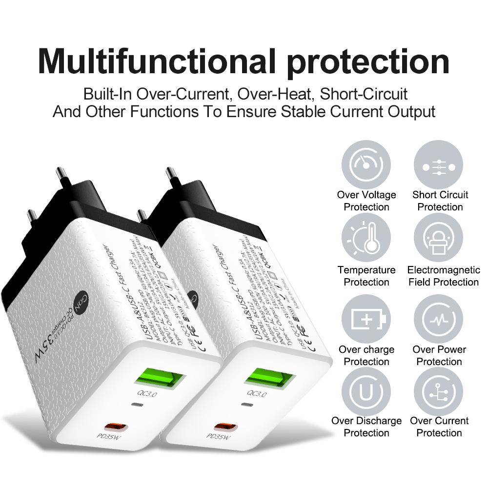 Gallium Nitride Super Fast Charger QC3.0+PD35W EU/UK/AU Plug