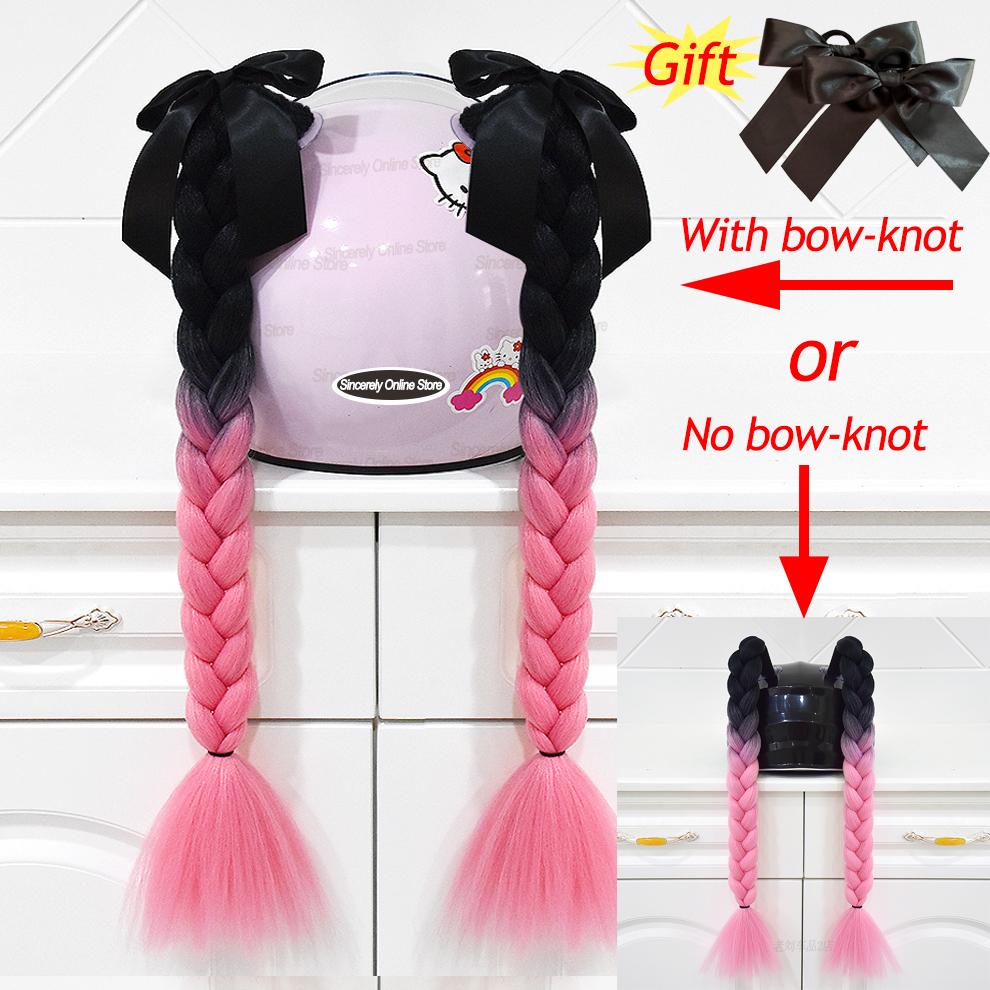 2pcs Quality Braids For Motorcycle Helmet Ponytail Sucker Braids Wig For Woman Helmet Decor Ears Twist Accessories 164 Colors