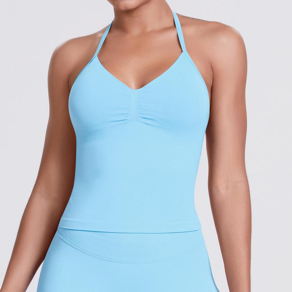 Seamless Solid Color Sexy Back Tank Top for Women - Yoga, Running, Fitness