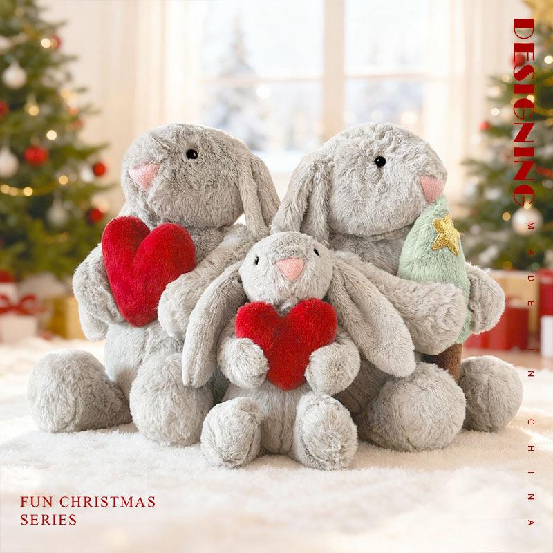 20/30CM Bunny Stuffed Animals Holds Red Heart Cute Rabbit Plushies Soft Plush Toys Romantic Sweet Gifts for Girlfriends Kids
