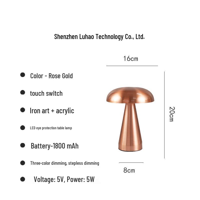 Touch-Control Danish Mushroom Lamp: Bedroom, Bar & Restaurant Decorative Light