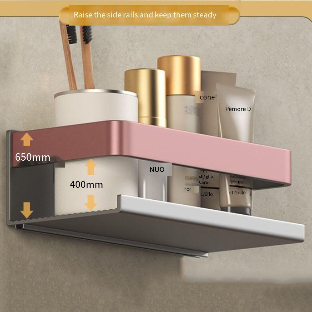 Rafturi de depozitare pentru baie montate pe perete, fără găurire, organizator toaletă, raft pentru condimente bucătărie, aluminiu gri, rafturi pentru baie, machiaj