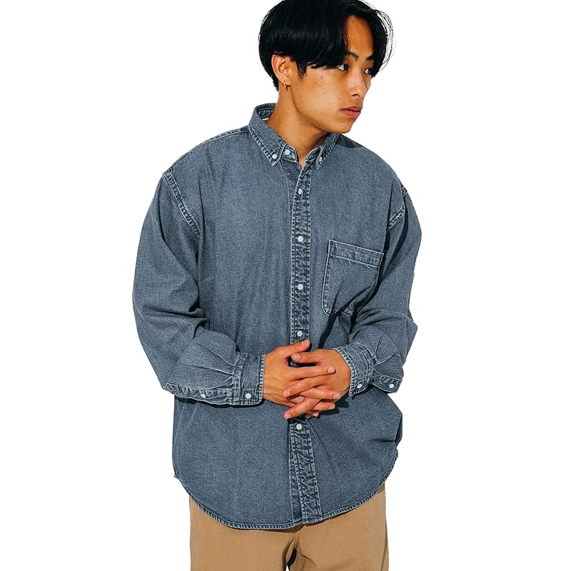 

[Beams] 100 famous products L/S shirt denim button down shirt men s INDIGO L 11111048791