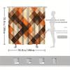 Modern Plaid Shower Curtain - Geometric Abstract Pattern In Orange, Brown, Beige & White, Fashionable Bath Decor