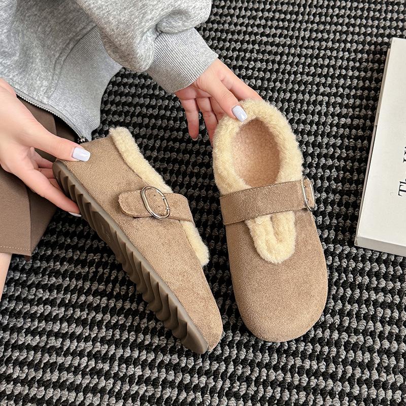 Women's large size soft sole heightening warm fur one winter non-slip snow boots plush lining outdoor sports Lefebvre cotton shoes