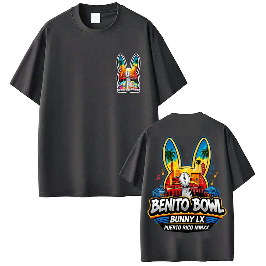 Rapper Bad Bunny Super Bowl Graphic T Shirt Trend Vintage Men Women O-Neck T-shirt Oversized Cotton Casual T Shirts