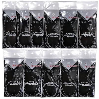 11Pcs 80cm Durable Stainless Steel Circular Knitting Needles Size 6-16