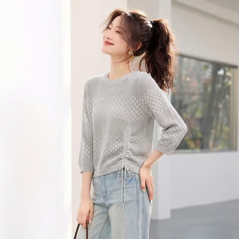 Srcr Women's Wool Blend Diamond Jacquard Knit Top