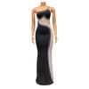 Women Sexy Chic Shiny Rhinestone Long Dress Elegant Back Slim Dresses Fashion Party Club Evening