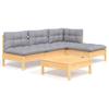 Vidaxl 5-Cz. Garden Lounge Set, Grey Cushions, Pine