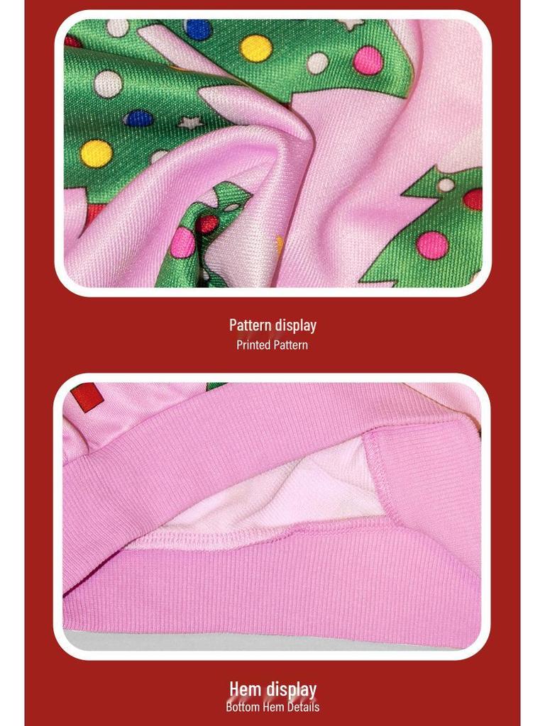 Moletom Infantil Europeu e Americano com Estampa de Árvore de Natal - Manga Longa, Design Cartoon Outono/Inverno
