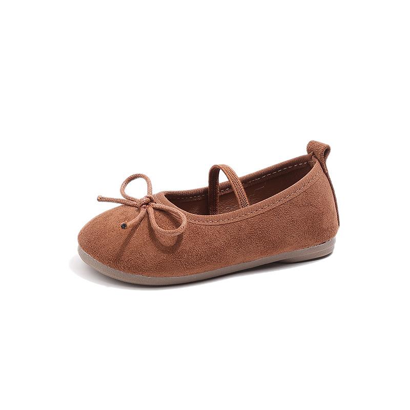 Kinder Matte Leder Flache Schuhe Weiche Sohle Rutschfest Bequeme Passform Slip-On Design mit Schleifenakzent für Kleinkinder und Kinder Freizeitkleidung