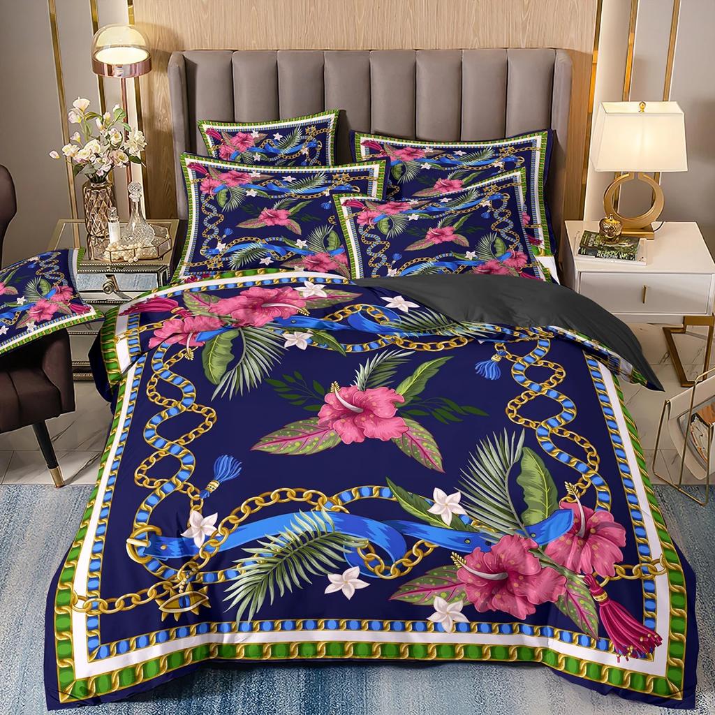 Duvet Cover Set King Size, Vintage geometric European Round Duvet Cover, Soft, Comfortable , Bedding Set for Bedroom,Hotel