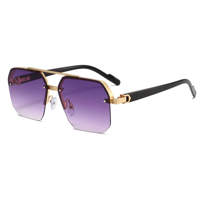 Men's Metal Sunglasses Brand Square Half Frame Rice Nails Casual Trend Personality Retro Fashion Outdoor Sports Eyeglasses UV400