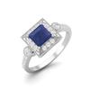 1.27 Cts Blue Sapphire Square Solitaire Accent 925 Sterling Silver Women Wedding Rings
