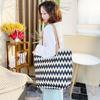 Wavy Woven Handbag With Double Shoulder Straps And Interior Storage For Summer Travel