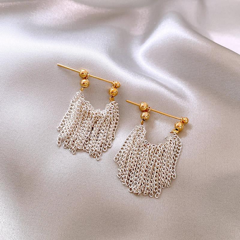

Design Sense French Romantic Silver Color Tassel Metal Long Earrings 2026 New Jewelry Party Luxury Accessories For Women Girls
