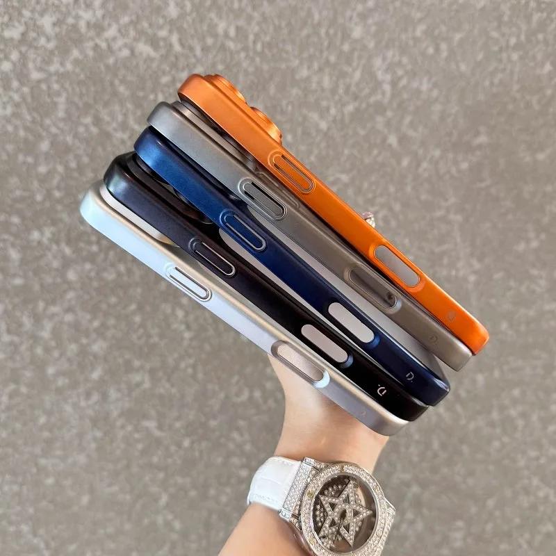 Luxury Matte Transparent Case For iPhone 17 Air 16 Pro Max Plus Plating Frame Lens Film Protection Anti-fall PC Hard Clear Cover