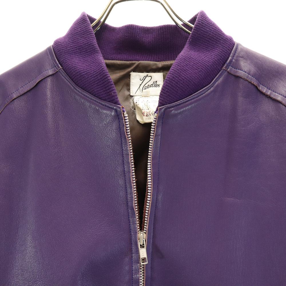 Needles Made In Japan Leather Jacket XS Purple Nepenthes Blouson Men's Used