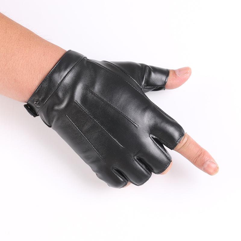 

Men and women three-string leather half-finger gloves multi-color street dance thin nightclub female performance dancing dance gloves One Size