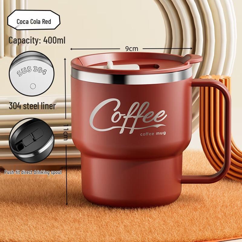 Qianxing 304 Stainless Steel Insulated Coffee Mug with Lid, 2-Pack