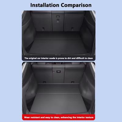 Full Coverage Trunk Mat for Tesla Model Y Juniper 2025 2026 PU Leather Car Seat Backrest Anti - Kick Protective Pad Cargo Liner