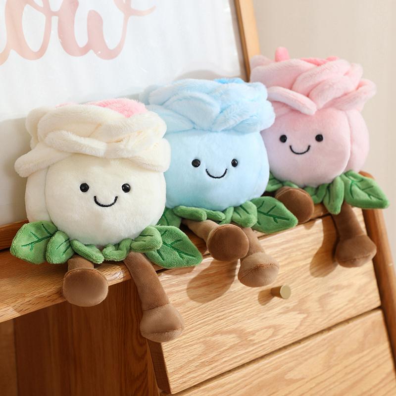 New Plant Series Rose Flower Plush Toys Soft Cartoon Pink Blue White  Dolls Home Decor Cute Baby Valentine's Day Gift For Girls