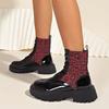 Fashion Women Boots High Quality Cross-tied British Style Boots Women Fashion Leopard Print Casual Shoes Women Round Toe Mid-Calf Boots